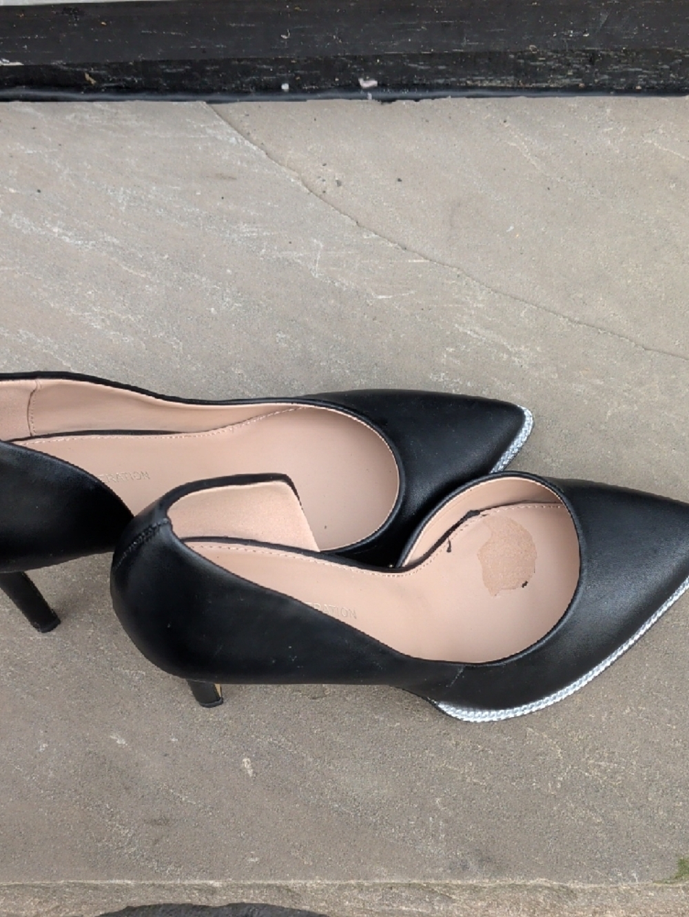 BCBGeneration Black D'Orsay Pointed Toe Pumps with Metallic Trim - Picture 15 of 15
